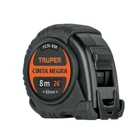 Flexometro contra impactos 8 m, Cinta Negra 25 mm, Truper