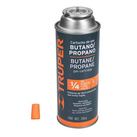 Lata de gas de 220g con valvula de 1/4 de vuelta, TRUPER