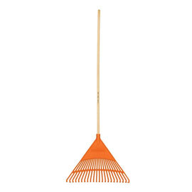 Escoba plastica para jardin, rigida, 22 dientes, mango 48'