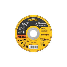 Disco Tipo 41 de 4-1/2' x 1.2 mm corte fino de metal, Pretul