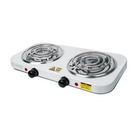 Parrilla electrica 2 quemadores en espiral, blanca, BASIC