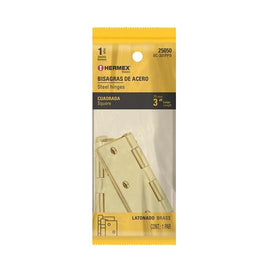 Bolsa c/2 bisagras cuadradas 3', latonado, Hermex Basic