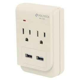 Multicontacto, 2 entradas,con 2 entradas USB, aterrizado