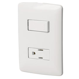 Placa armada contacto e interruptor, blanco, linea Italiana