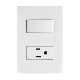 Placa armada contacto e interruptor, linea Oslo, blanco