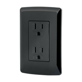 Contacto duplex aterrizado, color negro, linea Italiana