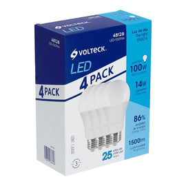 Pack de 4 lamparas LED A19 14 W (equiv. 100 W), luz de dia